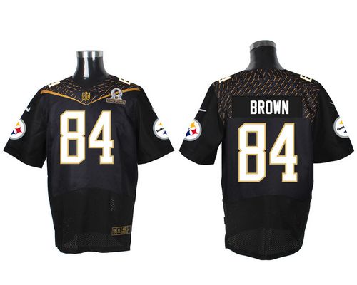 Nike Steelers #84 Antonio Brown Black 2016 Pro Bowl Men's Stitched NFL Elite Jersey - Click Image to Close